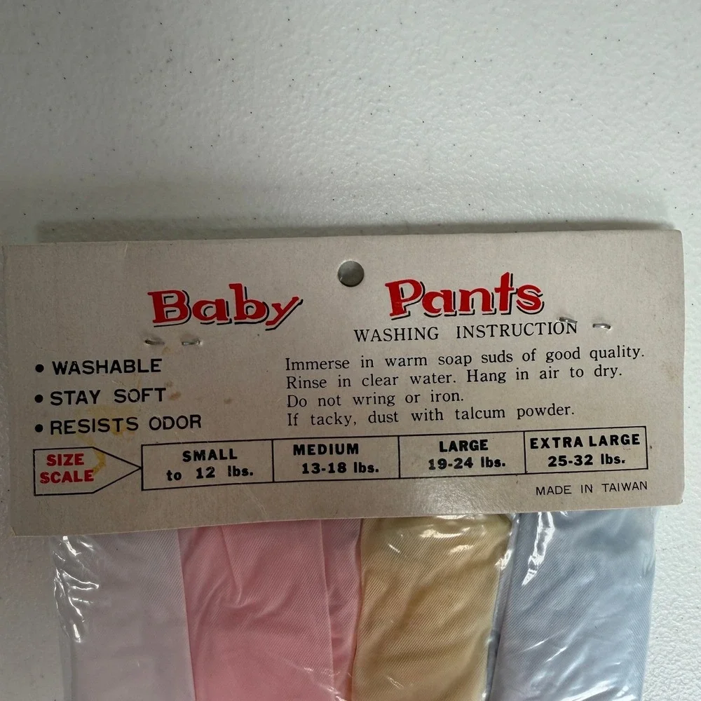 Vintage 70s Baby Large Waterproof Pants Diaper Covers 4 Pack NOS Sealed Taiwan